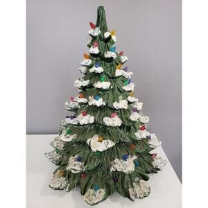 3 TIER - Vintage Atlantic‎ Mold 1980s Ceramic Christmas Tree 19" retro flocked